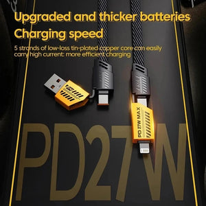4-in-1 USB C Charging Cable (1m) – Nylon Braided, PD 65W/27W Fast Charging
