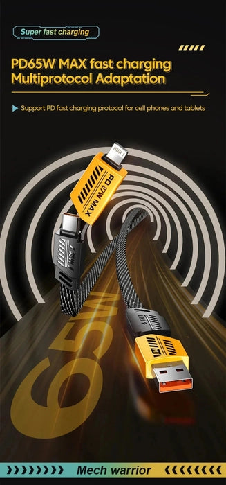 4-in-1 USB C Charging Cable (1m) – Nylon Braided, PD 65W/27W Fast Charging