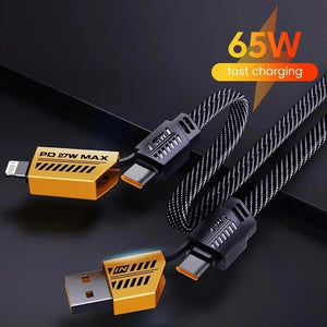 4-in-1 USB C Charging Cable (1m) – Nylon Braided, PD 65W/27W Fast Charging